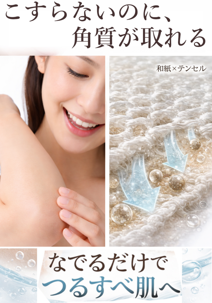 こすらないのに、
角質が取れる
を表現する画像